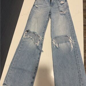PacSun Light Blue Distressed Straight-Leg Jeans